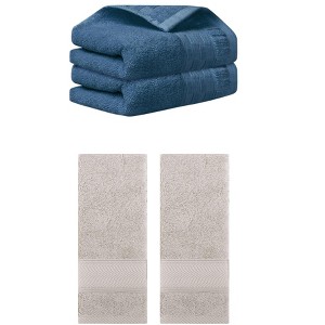 REGALWOVEN 4 Pcs Solid Soft Absorbent Hand Towel for Bathroom 14" x 30" - 1 of 4