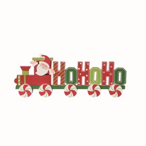 Transpac Wood 14 in. Multicolor Christmas Santa Train Decor - 1 of 2