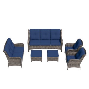 UPTION 6-Piece Steel Outdoor Patio Conversation Seating Set - 1 of 4