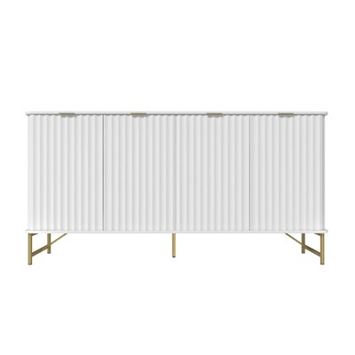 CLIHOME 63" Modern Design Sideboard,4 Door MDF Storage Cabinet with Adjustable Feet