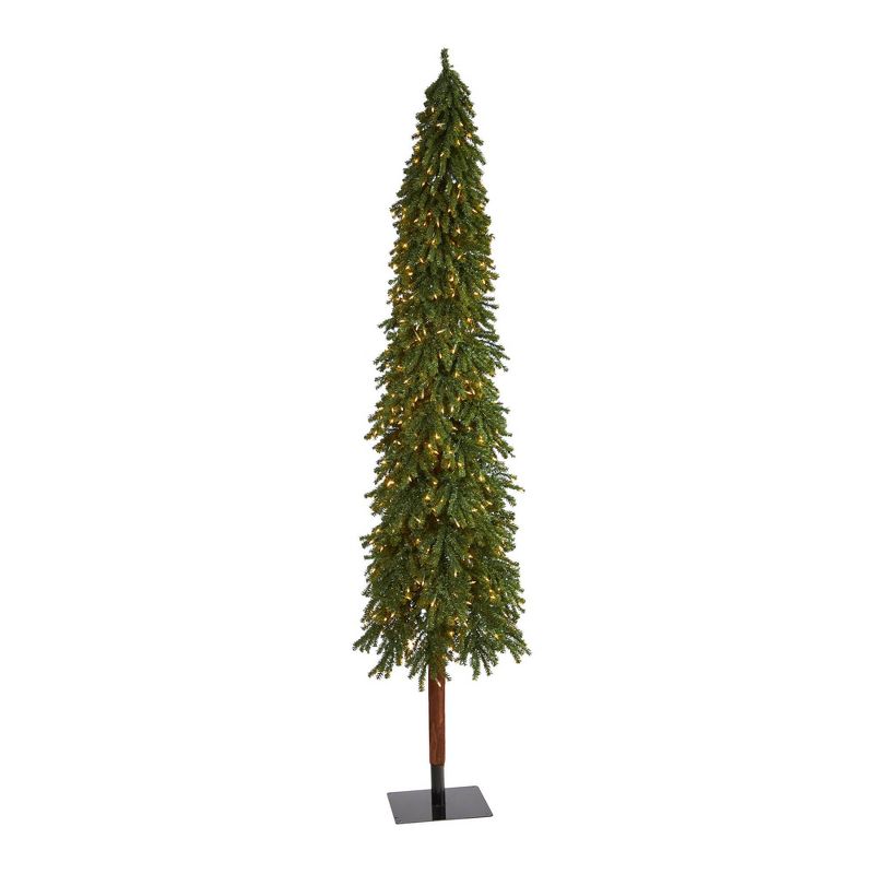 9ft Nearly Natural Pre-Lit Grand Alpine Slim Artificial Christmas Tree Clear Lights, 1 of 9