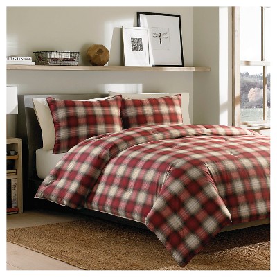 Twin Navigation Plaid Reversible Comforter Mini Set Red - Eddie Bauer