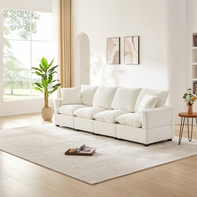 7/6/5/4 Seat Upholstered Sectional Sofa Couch, Modular Sofa with 2 Pillows 4M -ModernLuxe