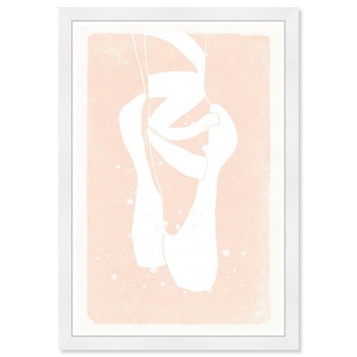 15" x 21" Blush Ballerina Shoes Fashion and Glam Framed Art Print - Wynwood Studio: Modern Style, Digital Artwork, White Frame