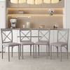 VECELO Metal Dining Chairs Set of 4/8, Steel Legs and PU Leather Cushion Seats for Kitchen Living Room, Black/Brown/Gray/White - 2 of 4