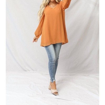 Women's Meg Chiffon Slit Top - ZENANA