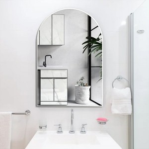 DOMETOUR 20x30 Inch Metal Framed Arched Bathrrom Mirror for Wall - 1 of 4