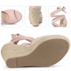 Perphy Women's Solid Color Lace Up Strappy Peep Toe Espadrilles Wedge Heels Sandals - 3 of 4