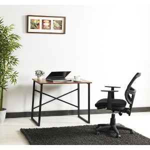 NicBex Home Office Desk 35" W Modern Writing Desk with X-Shaped Crossbar, Wooden Desktop and Black Metal Legs for Office, Study, Living Room - 1 of 4