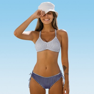 Women Sexy Striped Push-Up Padded Bra Beach Halter Bikini Set Swimsuit –  Tirdress