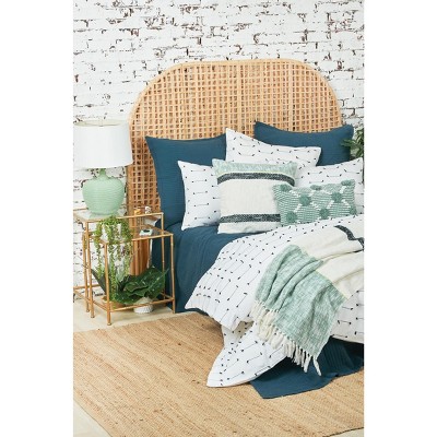 Josie 18" Surf and White Handwoven Cotton Throw Pillow