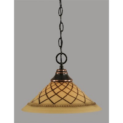 Toltec Lighting Any 1 - Light Pendant in  Black Copper with 12" Chocolate Icing  Shade