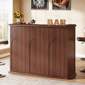 Lantine 55-Inch Home Bar Unit, 2-Tier Liquor Bar Table, Wooden Wine Table Reception Desk for Home Pub, Kitchen, Living Room - 1 of 4