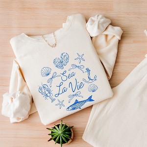 Simply Sage Market Women's Lightweight Garment Dyed Graphic Sweatshirt Sea La Vie Collage - 1 of 4