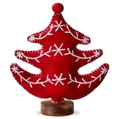 TAG Red Felt Sprig Christmas Tree Decorations for Tabletop or Mantel Medium 14 inch