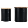2Pcs Farmhouse Side Table With Storage, Round Wood Lid Rustic Storage Ottoman Seat Stool, Steel Storage Bin, Accent Cocktail Table - 2 of 4