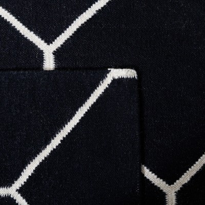 Handmade Black/Ivory Wool Flat Woven Rectangular Rug 9' x 12'