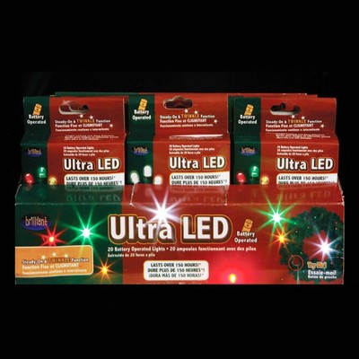 Kurt S. Adler 15ct Battery Operated LED Christmas Micro Light Set Pack of 24 Multi-color - 7' Green Wire