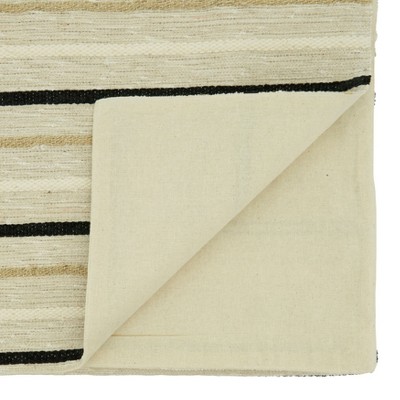 Black and Beige Cotton Striped Table Runner, 16" x 72"