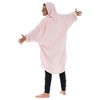 THE COMFY Dream Adult Oversized Microfiber Fleece Wearable Blanket w/Plush Hood, Large Pocket, & Ribbed Sleeve Cuffs, 1 Size Fits All, Heather Pink - image 2 of 4