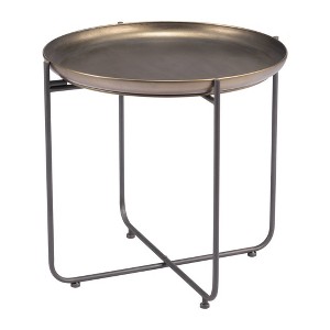 HomeRoots 21" Bronze and Gray Steel Round Cross Legs End Table - 1 of 4