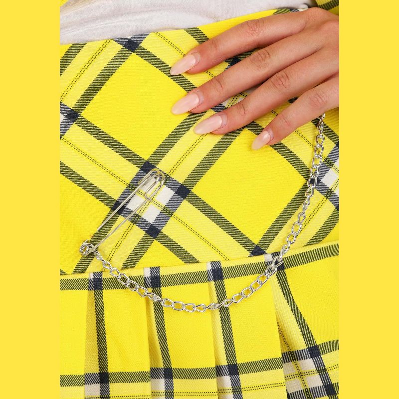 HalloweenCostumes.com Clueless Adult Cher Outfit Womens, Yellow Plaid Skirt Suit Halloween Costume., 2 of 6