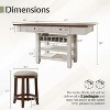 AMERLIFE 5-Piece Solid Wood Counter Height Dining Table Set with Drawers, Wine Rack & Open Shelves, Farmhouse White and Brown - 2 of 4