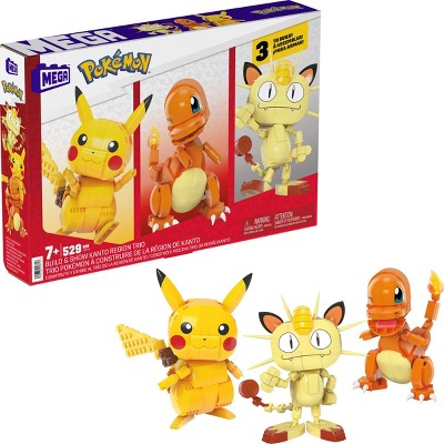 MEGA Pokemon Building Toy Kit Pikachu Set with 3 Action Figures (160  Pieces) for Kids 