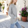 Anna-Kaci Women's Long Sleeve Striped Pullover with Front Pockets and Contrast Cuffs - 3 of 4
