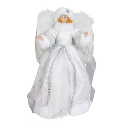 Roman 14" White Angel in a Sparkly Dress Christmas Tree Topper- Unlit