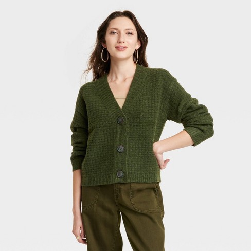 Women's Cashmere-like Cardigan - Universal Thread™ Green Xs : Target