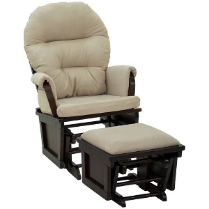 Nursery Glider Rocking Chair with Ottoman, Padded Cushion Seat and Wooden Base - 1 of 4
