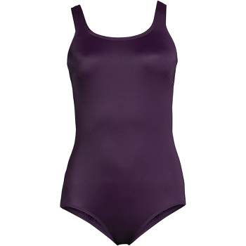 Lands' End Women's Slendersuit Grecian Tummy Control Chlorine Resistant One  Piece Swimsuit - 14 - Electric Blue/navy Ombre : Target