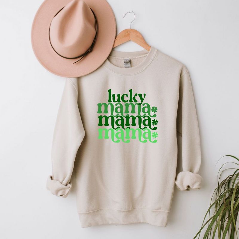Simply Sage Market Women's Graphic Sweatshirt Lucky Mama Clovers Stacked St. Patrick's Day, 4 of 5