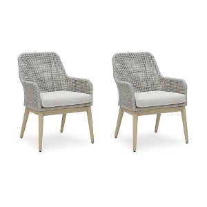 Signature Design by Ashley Seton Creek Outdoor Dining Arm Chair (Set of 2), Gray - 1 of 4