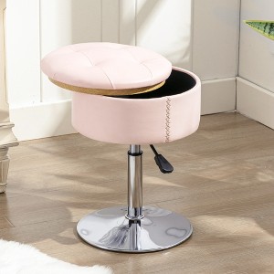 Arceso 360° Swivel Vanity Stool, Faux Leather with Storage, Height Adjustable Stool for Bathroom & Living Room - 1 of 4