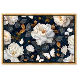Art Remedy Navy Elegance Floral Elegant realistic Floral Wall Art Framed - 1 of 4