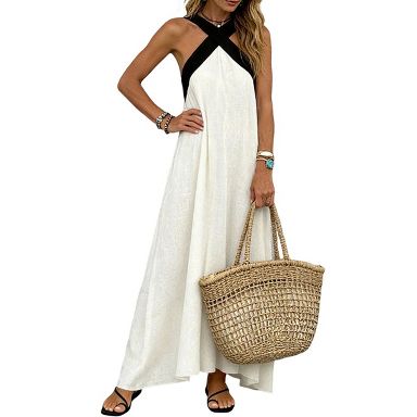 halter neck satin dress Six Stories Halterneck Slim-fit Satin Maxi Dress