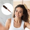 Unique Bargains Hair Brush Round Brush Hairstyle Wavy Styling Tool Brush Wood Brown - 3 of 4