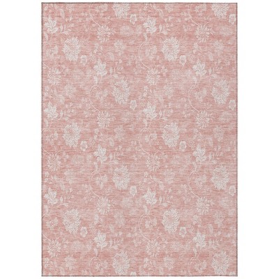 Pink Ivory And Blush Floral Washable Indoor Outdoor Area Rug