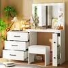 Whisen 55" Elegant Makeup Vanity Desk with Freely Adjustable Side Cabinet, Hollywood Lights, 5 Storage Drawers and 2-Shelves - 2 of 4