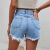 Women's High Waist Denim Shorts Raw Hem Casual Ripped Jean Shorts - 4 of 4