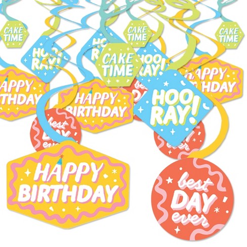 Big Dot of Happiness Party Time - Happy Birthday Party Hanging Decor -  Party Decoration Swirls - Set of 40