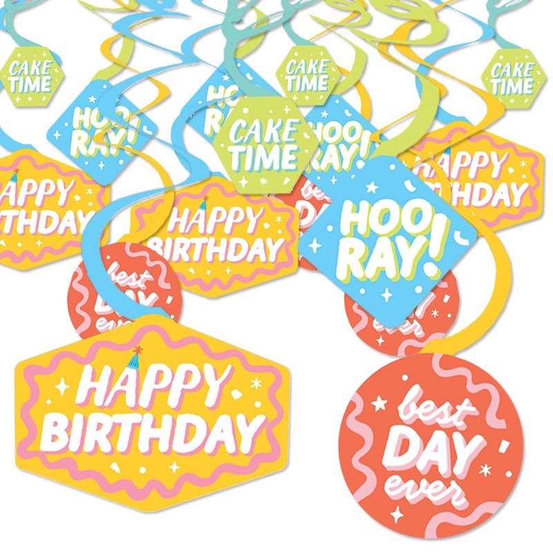 Big Dot of Happiness Party Time - Happy Birthday Party Hanging Decor - Party Decoration Swirls - Set of 40, 1 of 9