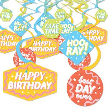 Big Dot of Happiness Party Time - Happy Birthday Party Hanging Decor - Party Decoration Swirls - Set of 40