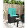 41.3"Reclining Patio Bench with Cushions Black Poly Rattan - 2 of 4