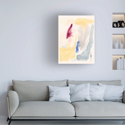Victoria Barnes Yellow and Blue Abstract Canvas Art with Wood Frame