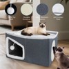 JOEJOY Indoor Heated Cat House with Safe Heating Design, Adjustable Temperature & Timer, Collapsible Pet Shelter with Scratcher and Fluffy Toy Ball - 3 of 4