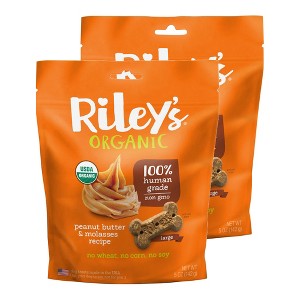 Riley's Organics Peanut Butter & Molasses Large Bone Dog Treats - 1 of 4