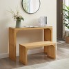 Pine Dining Room Table and Bench, Indoor Wood Bench,  Entryway,Kitchen,Bedroom and Farmhouse Table and Bench Set with Tempered Glass-Cuddlewood - 3 of 4